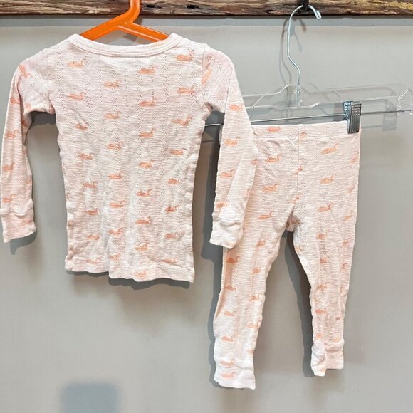 Kate Quinn  “Peach tiny Swan” Pointelle Knit Organic Cotton Set- Size 2T - Picture 4 of 5